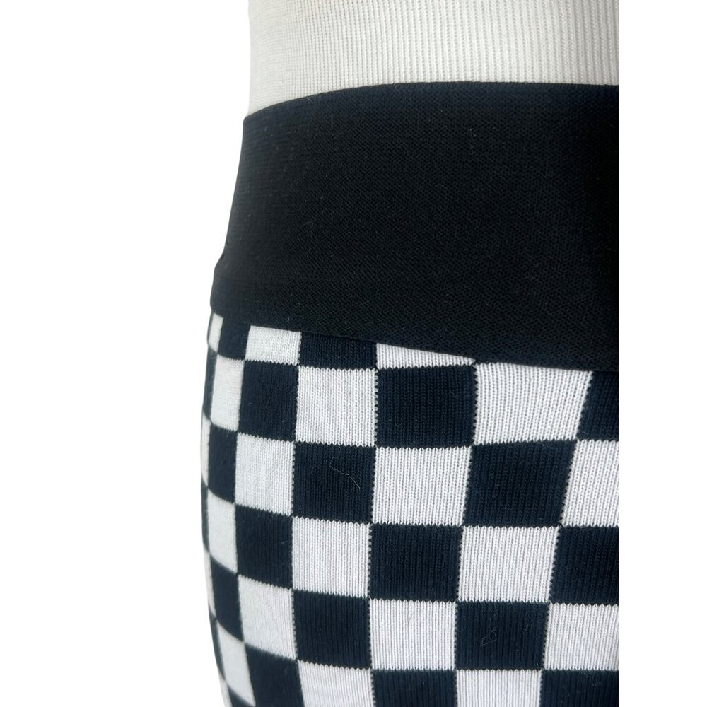 Checkered Black White Buckle Front Crop Top & Mini Skirt 2 Piece Set | Rave EDM - Picture 6 of 16